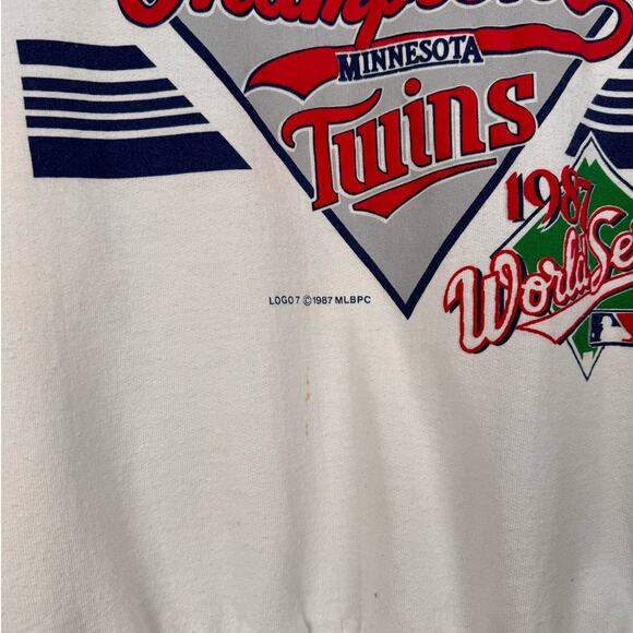 VTG 1987 Minnesota Twins World Series Sweatshirt Sz M White MLB Champs Crewneck - Picture 6 of 8